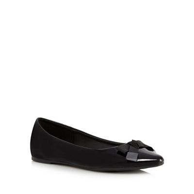 Red Herring Black patent bow applique slip-on shoes